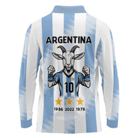 Blue Argentina 10 Goat Long Sleeve Polo Shirt History Champions World Cup