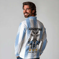 Blue Argentina 10 Goat Long Sleeve Polo Shirt History Champions World Cup