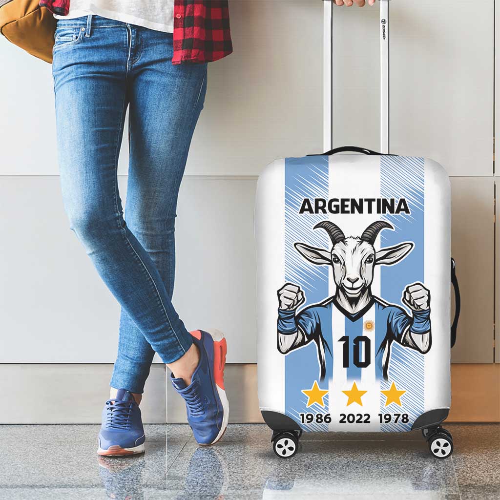 Blue Argentina 10 Goat Luggage Cover History Champions World Cup