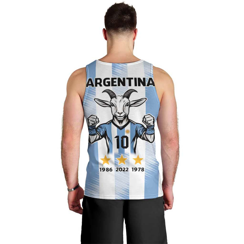 Blue Argentina 10 Goat Men Tank Top History Champions World Cup