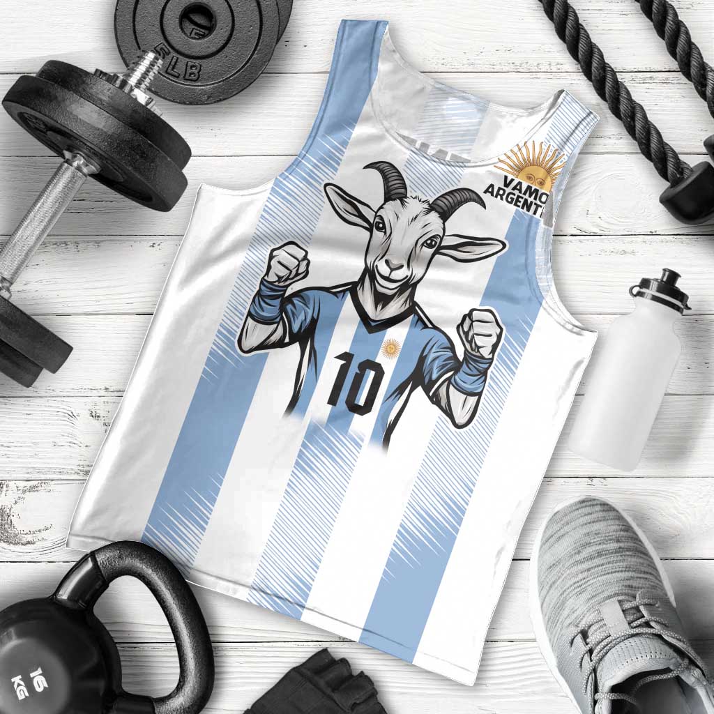 Blue Argentina 10 Goat Men Tank Top History Champions World Cup