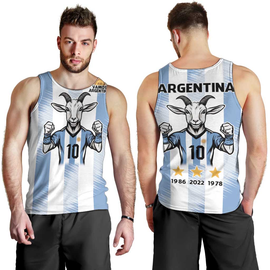 Blue Argentina 10 Goat Men Tank Top History Champions World Cup
