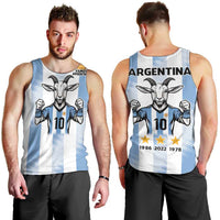 Blue Argentina 10 Goat Men Tank Top History Champions World Cup