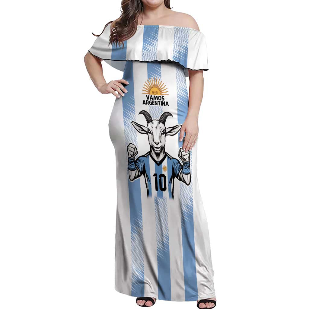 Blue Argentina 10 Goat Off Shoulder Maxi Dress History Champions World Cup