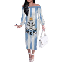 Blue Argentina 10 Goat Off The Shoulder Long Sleeve Dress History Champions World Cup