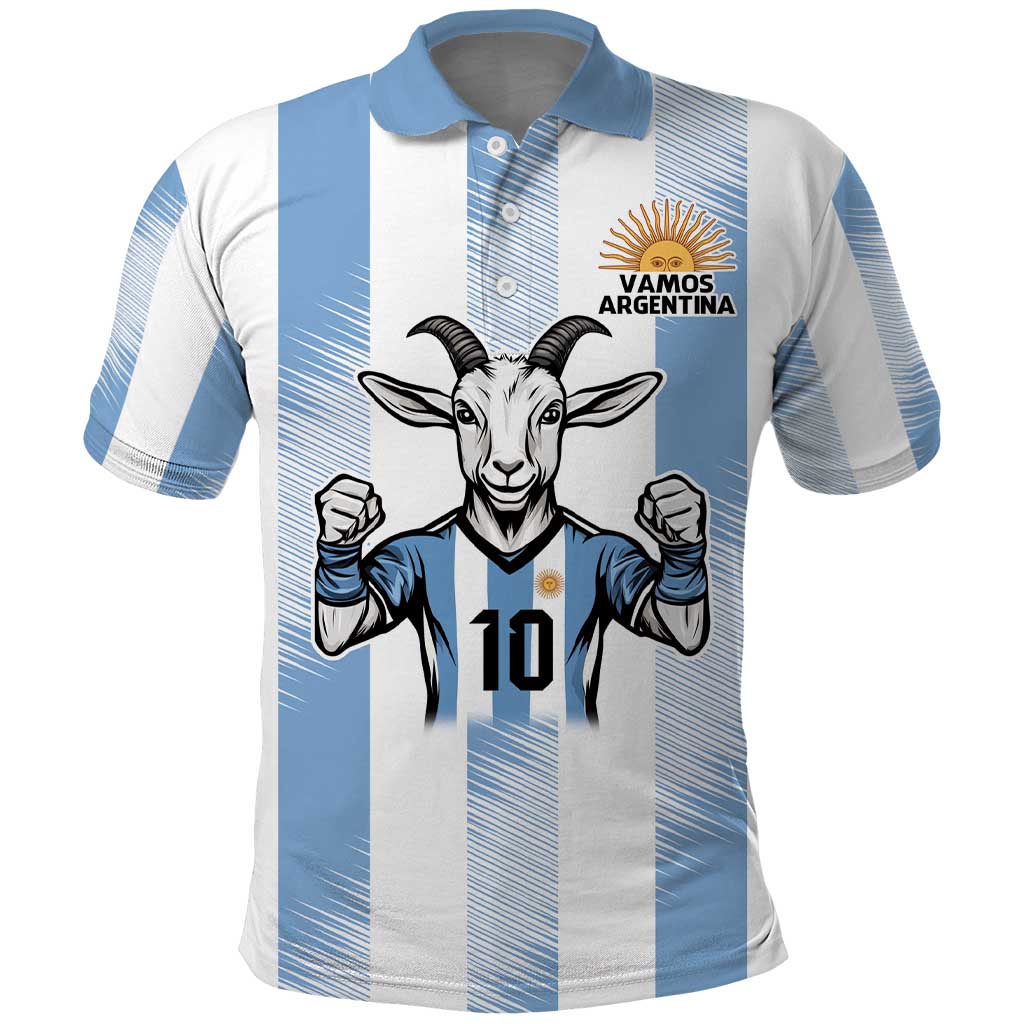 Blue Argentina 10 Goat Polo Shirt History Champions World Cup