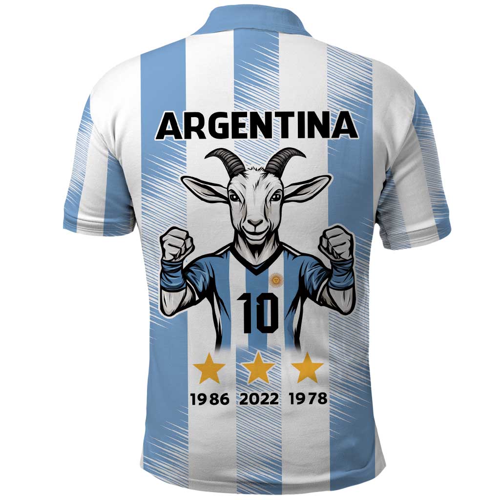 Blue Argentina 10 Goat Polo Shirt History Champions World Cup