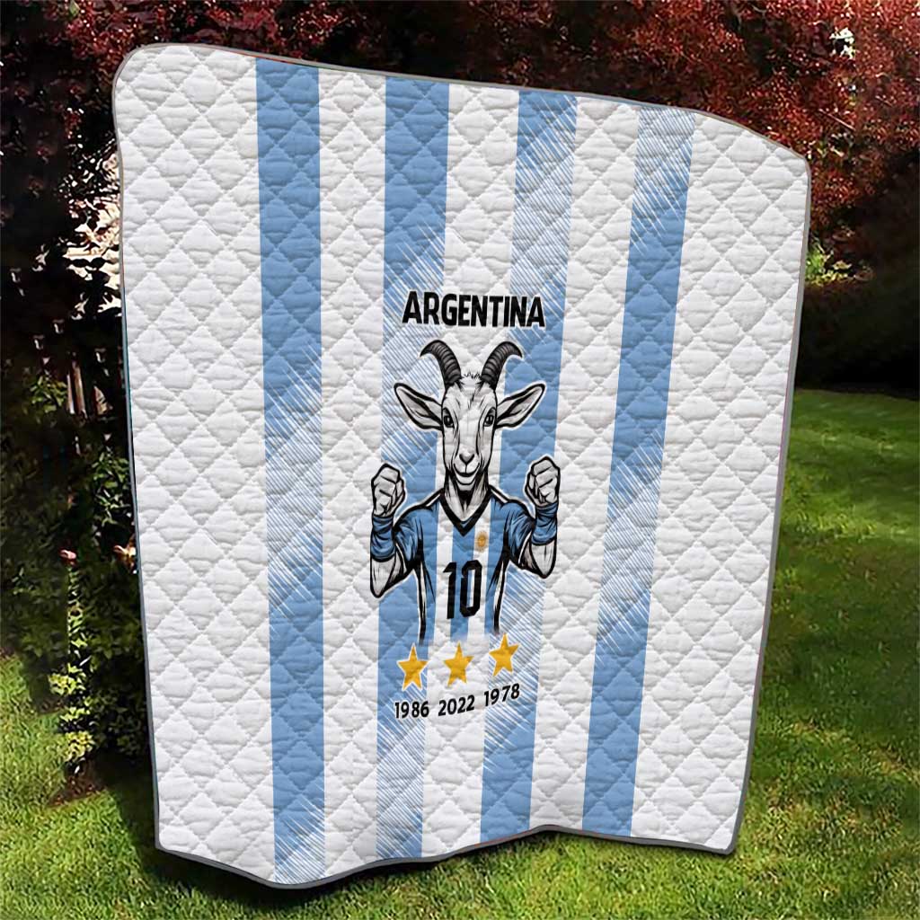 Blue Argentina 10 Goat Quilt History Champions World Cup