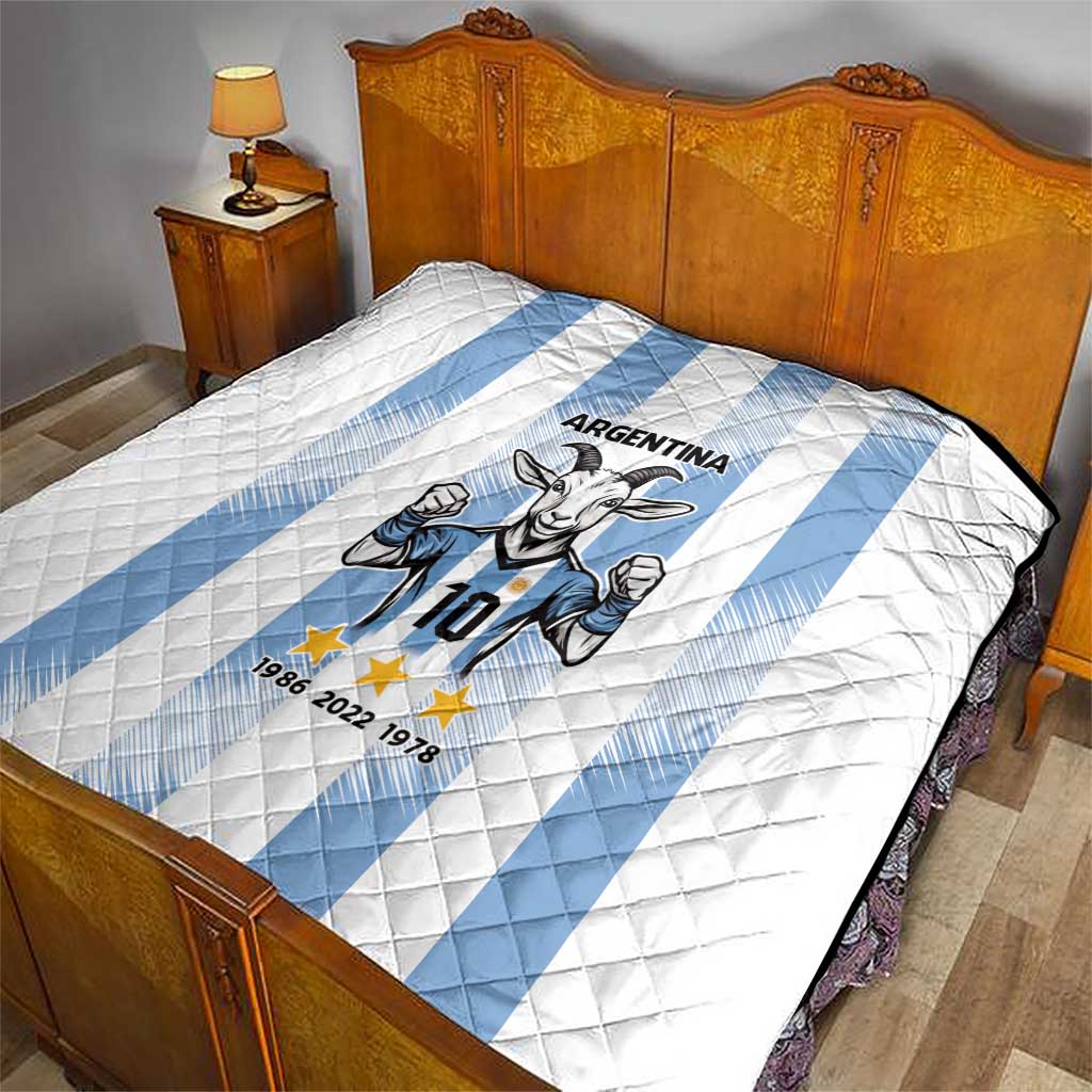 Blue Argentina 10 Goat Quilt History Champions World Cup