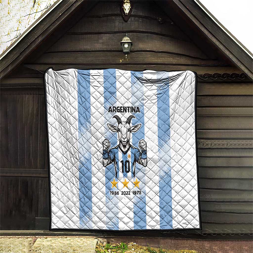 Blue Argentina 10 Goat Quilt History Champions World Cup