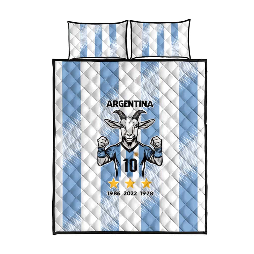 Blue Argentina 10 Goat Quilt Bed Set History Champions World Cup