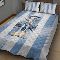 Blue Argentina 10 Goat Quilt Bed Set History Champions World Cup