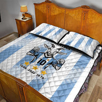 Blue Argentina 10 Goat Quilt Bed Set History Champions World Cup