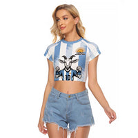 Blue Argentina 10 Goat Raglan Cropped T Shirt History Champions World Cup