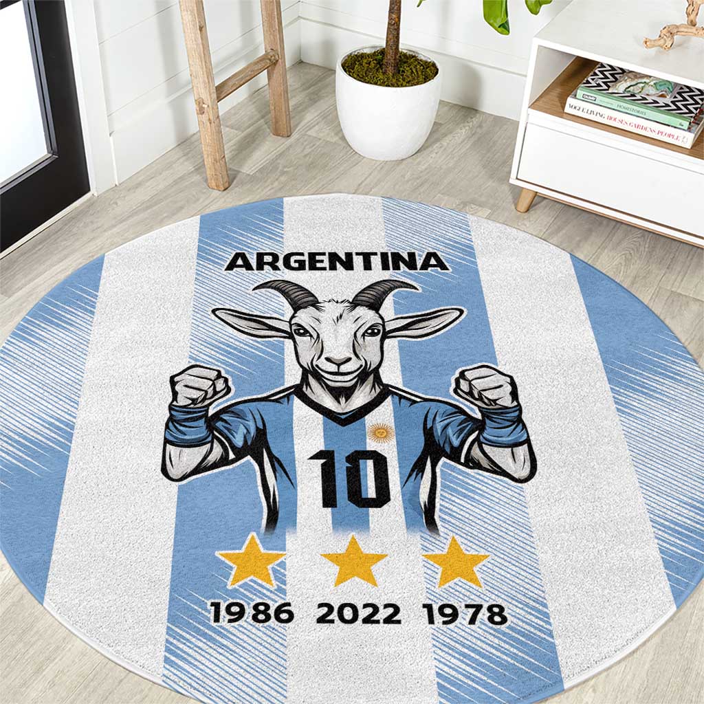 Blue Argentina 10 Goat Round Carpet History Champions World Cup