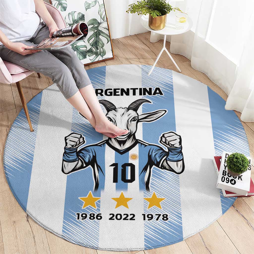 Blue Argentina 10 Goat Round Carpet History Champions World Cup