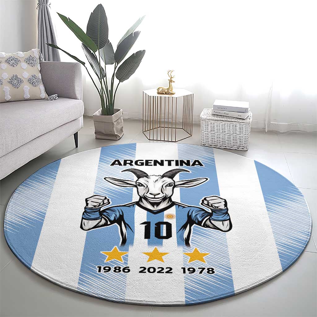 Blue Argentina 10 Goat Round Carpet History Champions World Cup