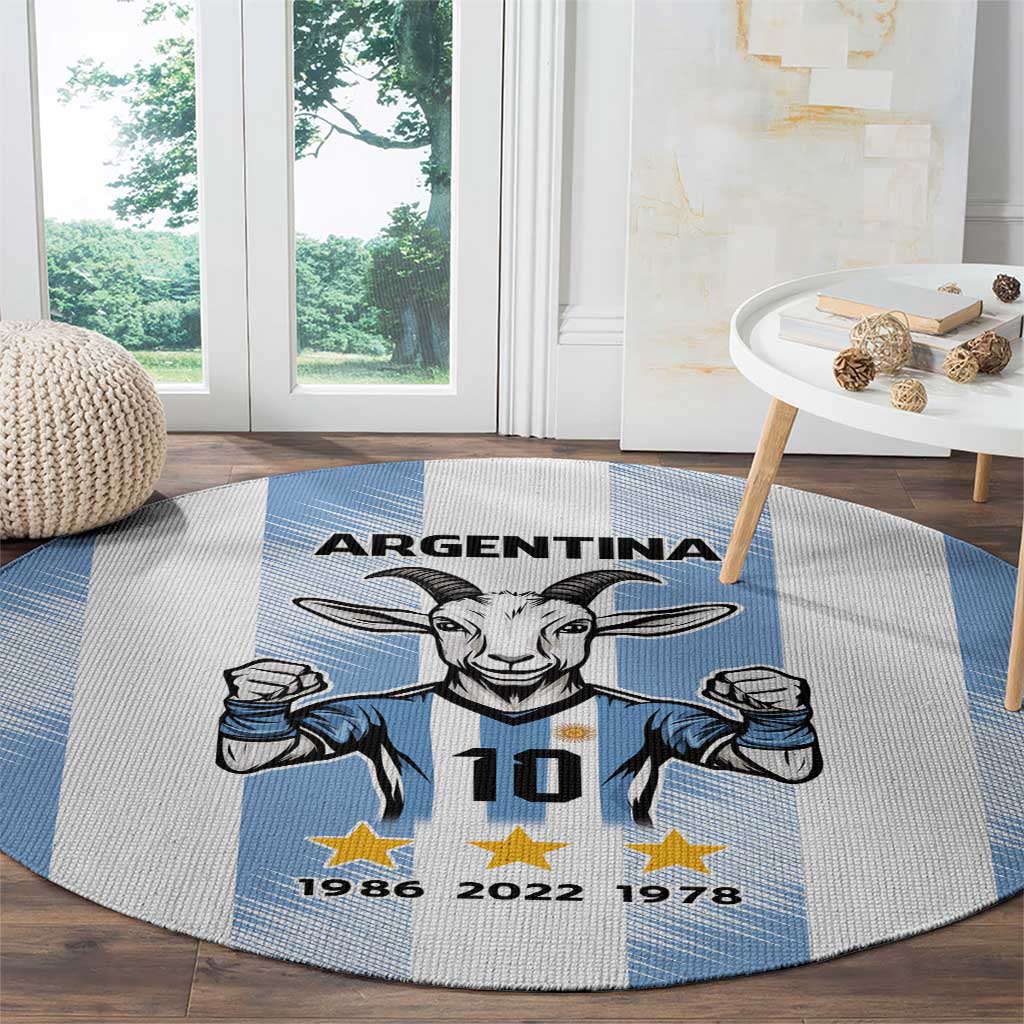 Blue Argentina 10 Goat Round Carpet History Champions World Cup