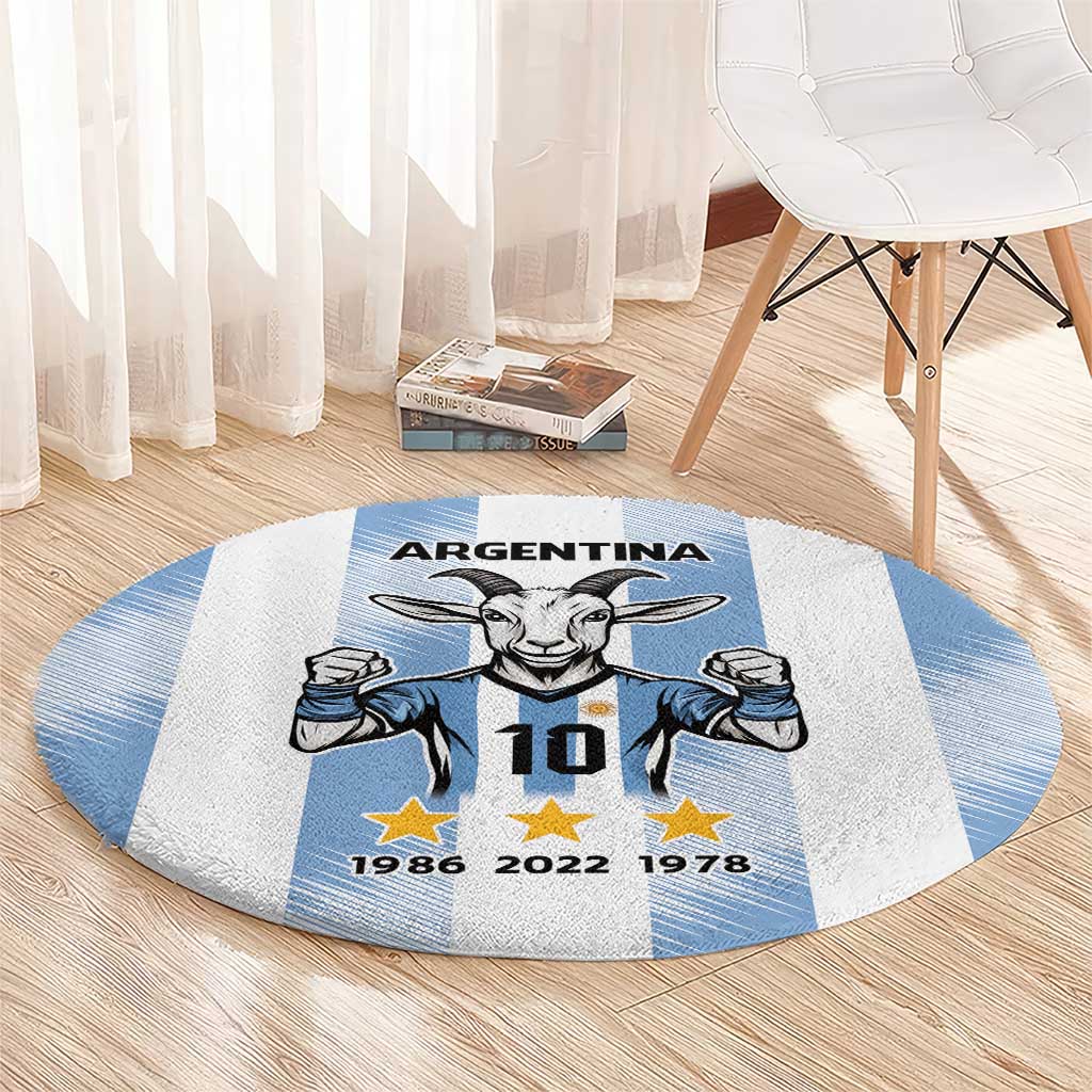 Blue Argentina 10 Goat Round Carpet History Champions World Cup