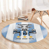 Blue Argentina 10 Goat Round Carpet History Champions World Cup