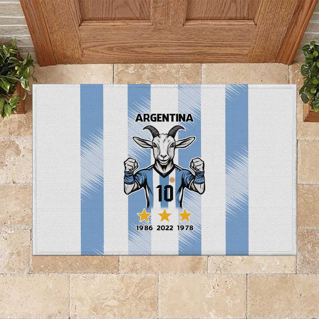 Blue Argentina 10 Goat Rubber Doormat History Champions World Cup