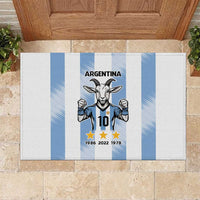 Blue Argentina 10 Goat Rubber Doormat History Champions World Cup