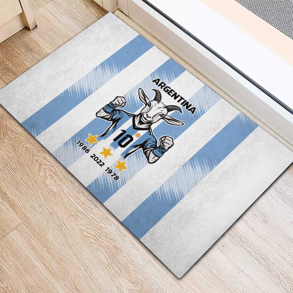 Blue Argentina 10 Goat Rubber Doormat History Champions World Cup