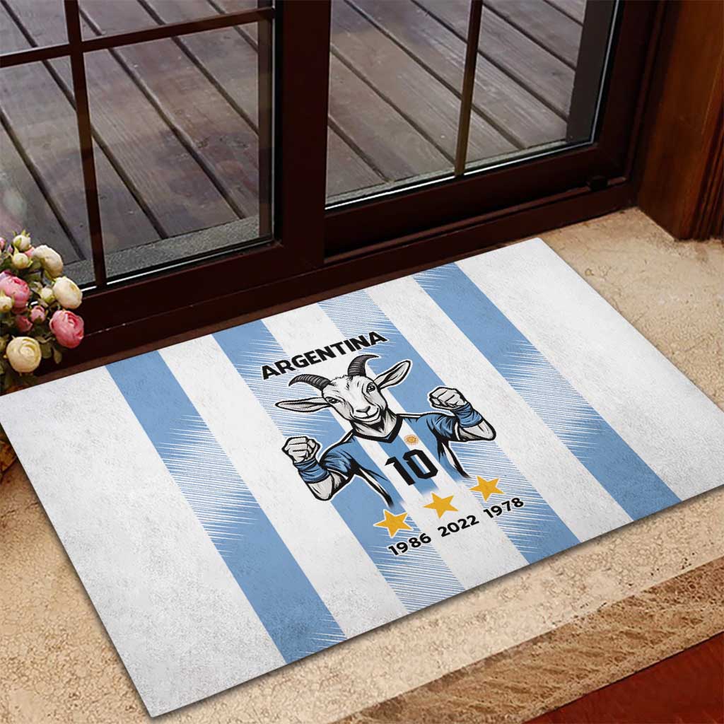 Blue Argentina 10 Goat Rubber Doormat History Champions World Cup
