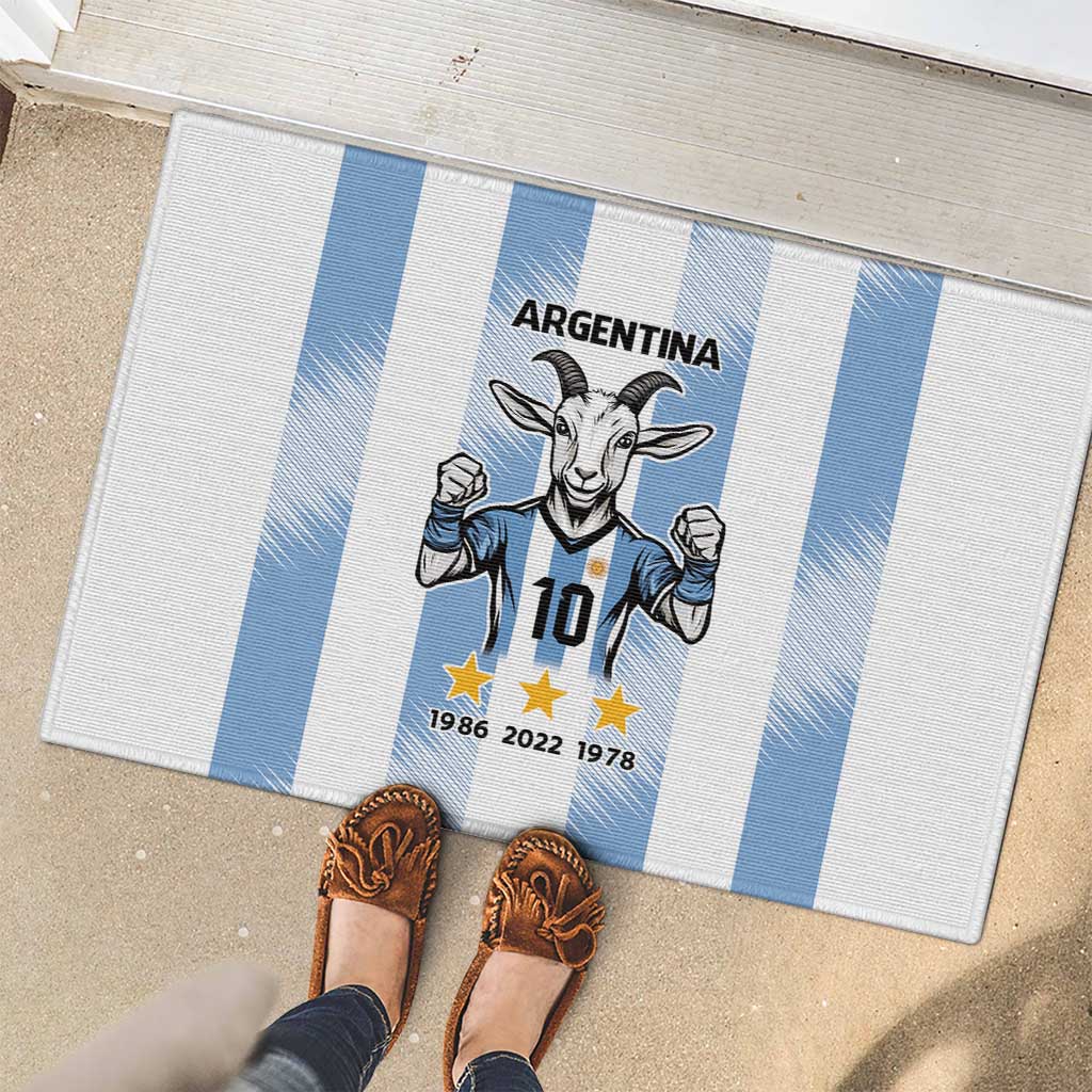 Blue Argentina 10 Goat Rubber Doormat History Champions World Cup