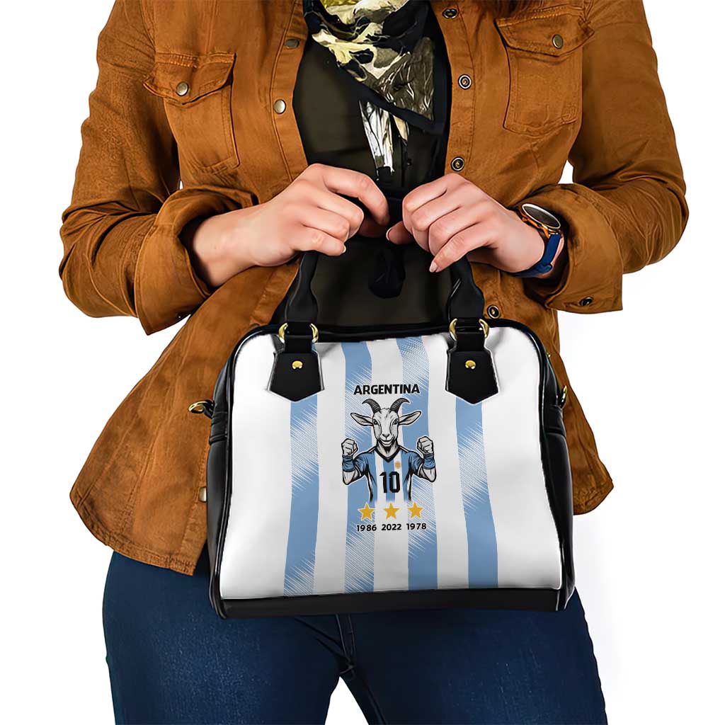Blue Argentina 10 Goat Shoulder Handbag History Champions World Cup