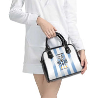 Blue Argentina 10 Goat Shoulder Handbag History Champions World Cup