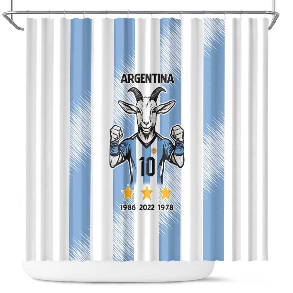 Blue Argentina 10 Goat Shower Curtain History Champions World Cup