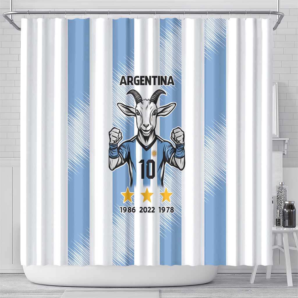 Blue Argentina 10 Goat Shower Curtain History Champions World Cup
