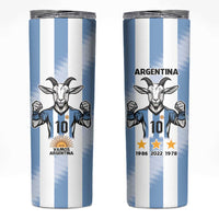 Blue Argentina 10 Goat Skinny Tumbler History Champions World Cup