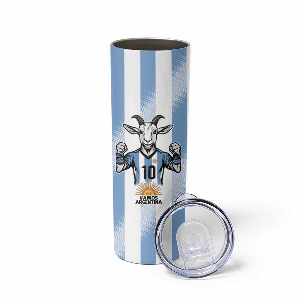 Blue Argentina 10 Goat Skinny Tumbler History Champions World Cup