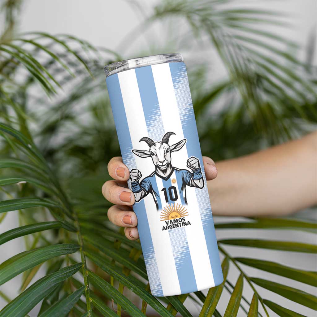 Blue Argentina 10 Goat Skinny Tumbler History Champions World Cup