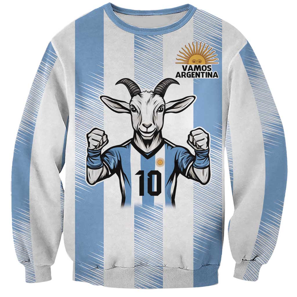 Blue Argentina 10 Goat Sweatshirt History Champions World Cup