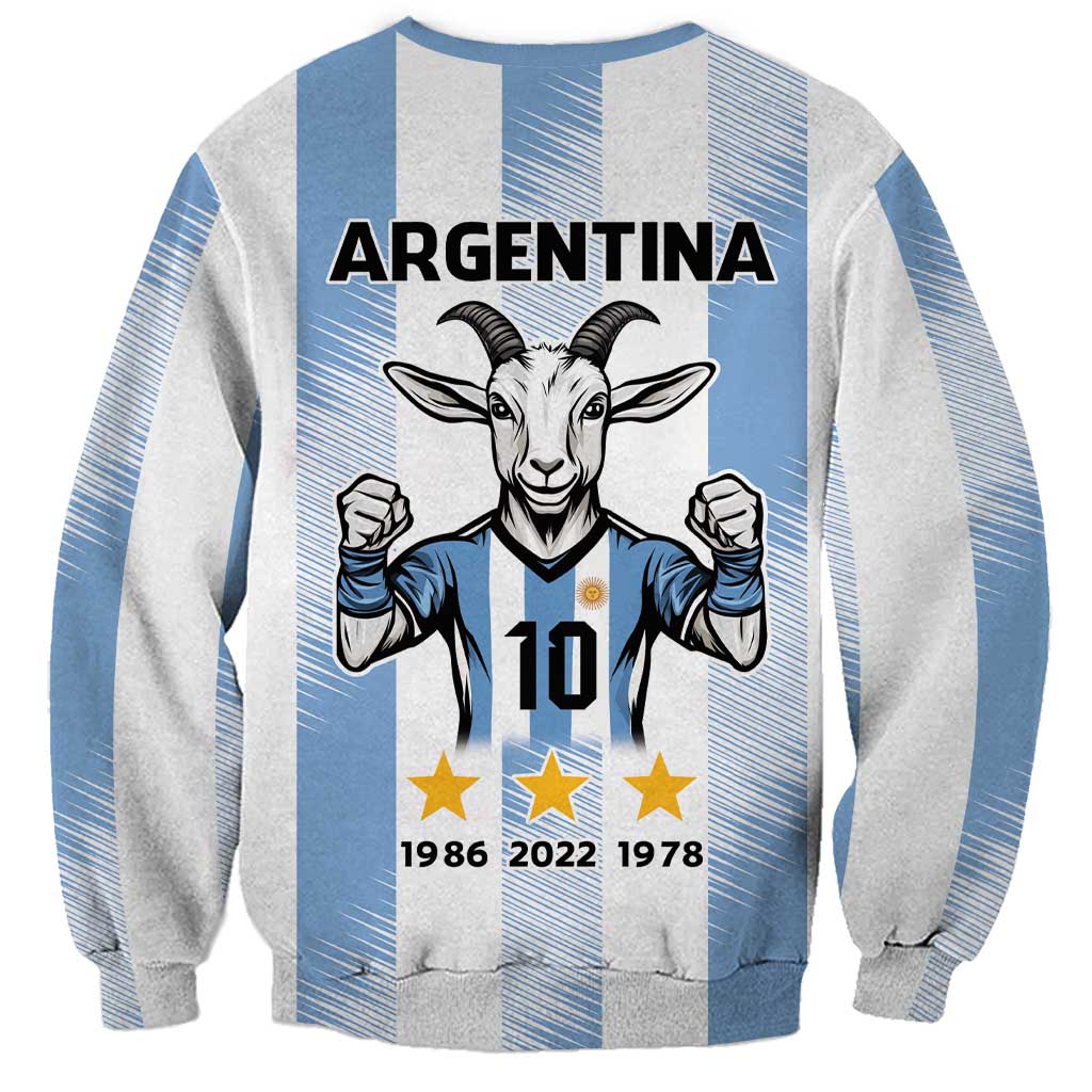 Blue Argentina 10 Goat Sweatshirt History Champions World Cup