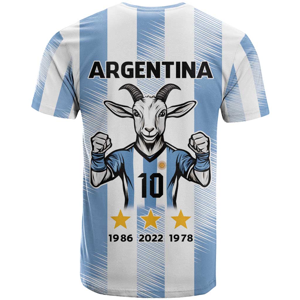Blue Argentina 10 Goat T Shirt History Champions World Cup