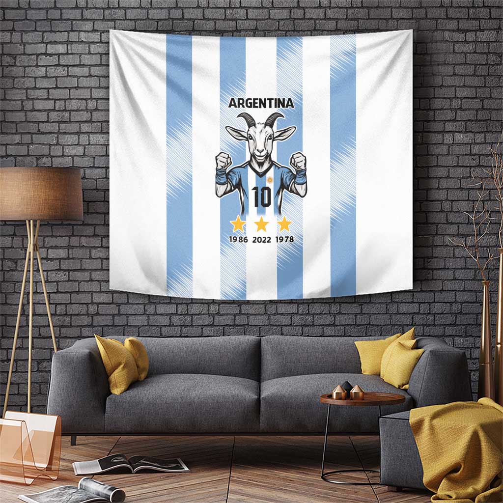 Blue Argentina 10 Goat Tapestry History Champions World Cup