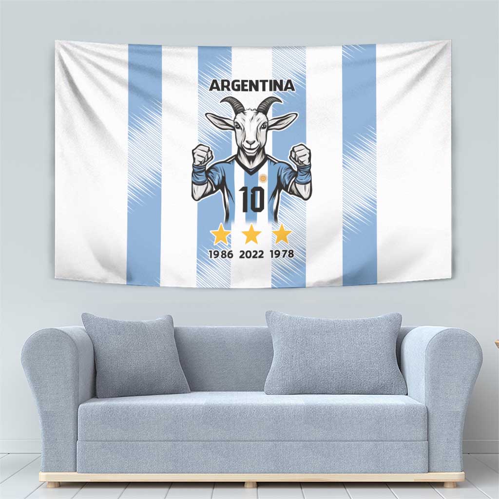Blue Argentina 10 Goat Tapestry History Champions World Cup