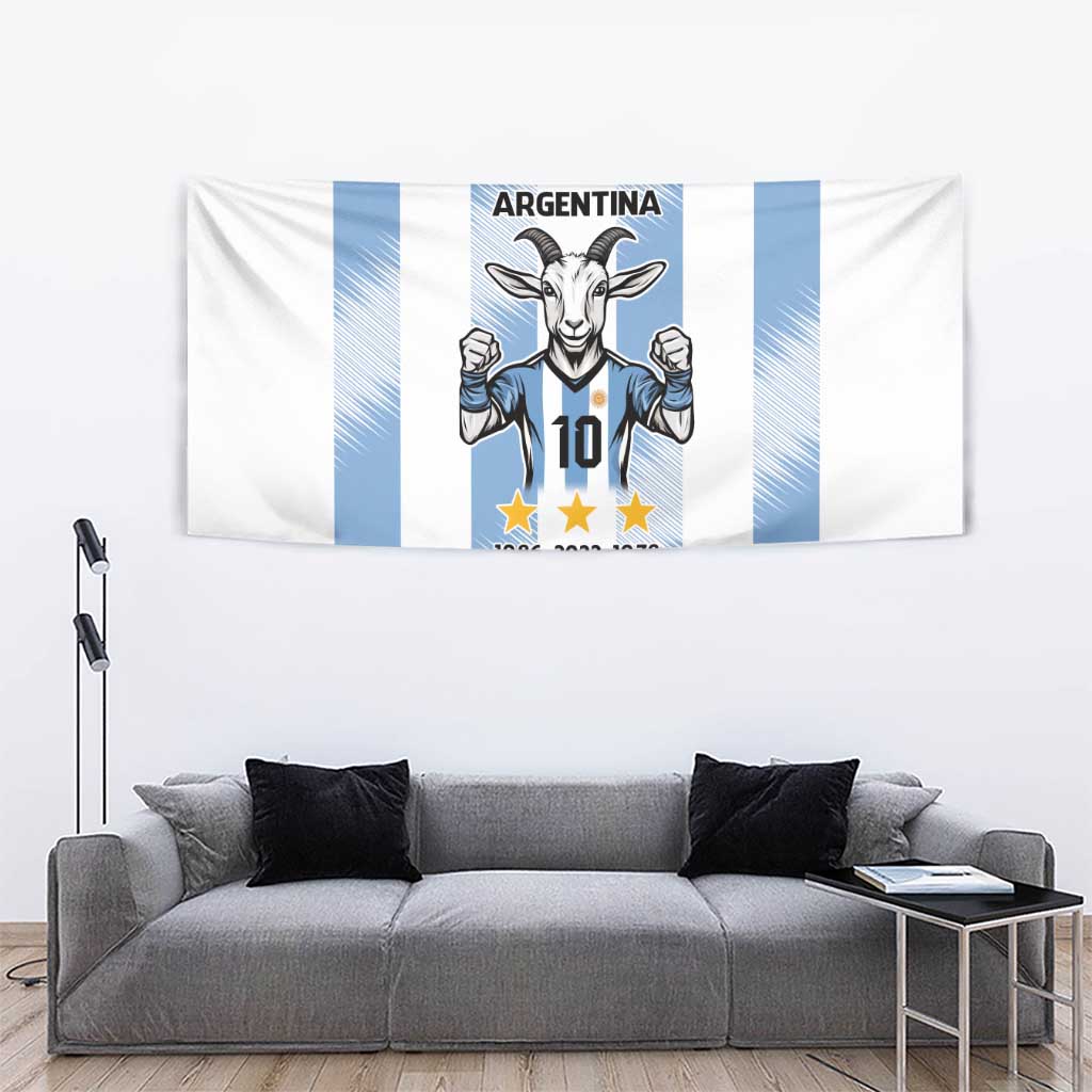 Blue Argentina 10 Goat Tapestry History Champions World Cup