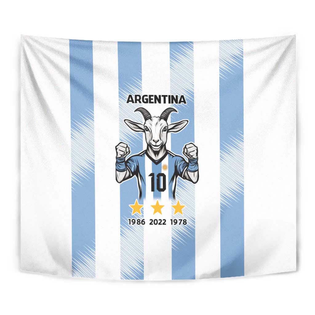 Blue Argentina 10 Goat Tapestry History Champions World Cup