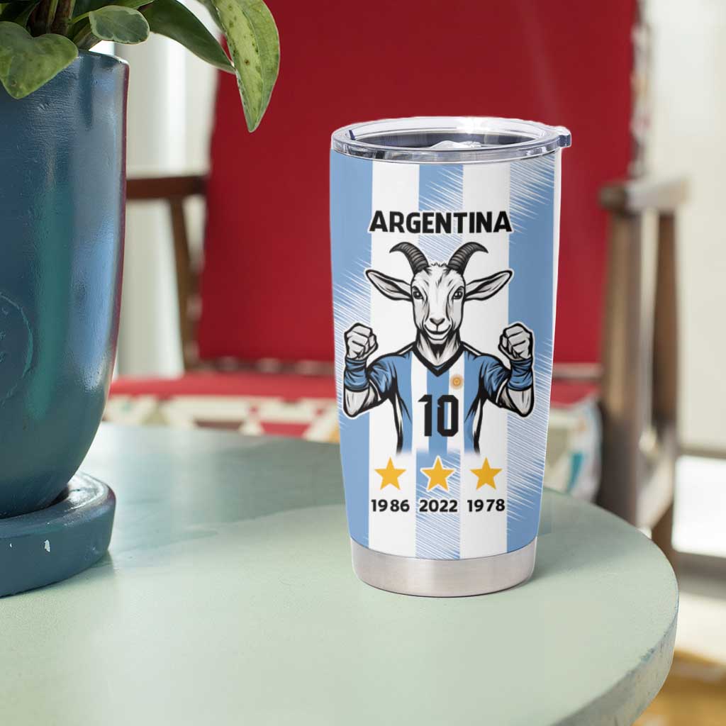 Blue Argentina 10 Goat Tumbler Cup History Champions World Cup
