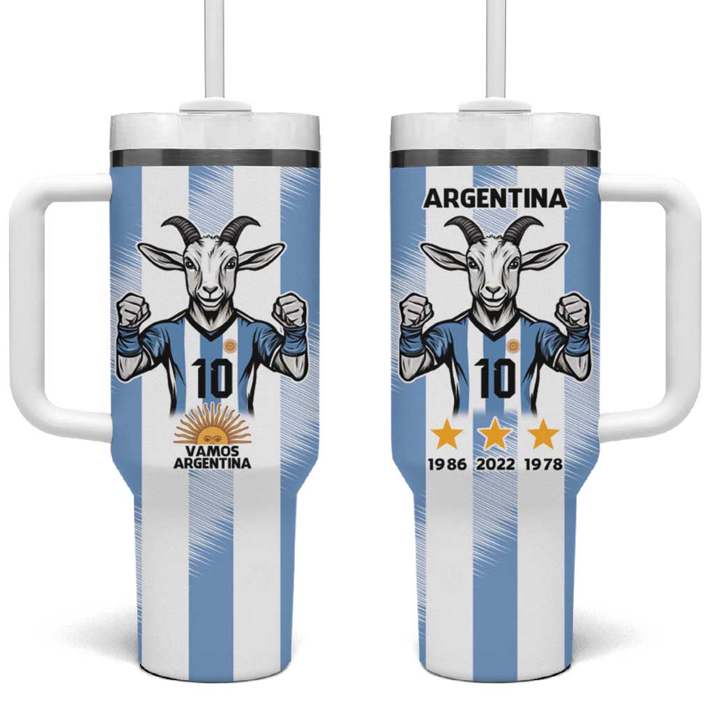 Blue Argentina 10 Goat Tumbler With Handle History Champions World Cup