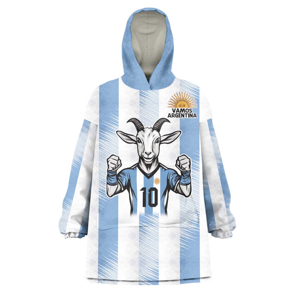 Blue Argentina 10 Goat Wearable Blanket Hoodie History Champions World Cup