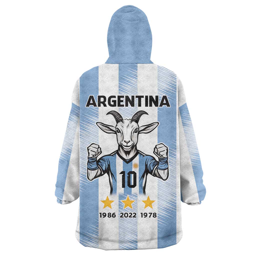 Blue Argentina 10 Goat Wearable Blanket Hoodie History Champions World Cup