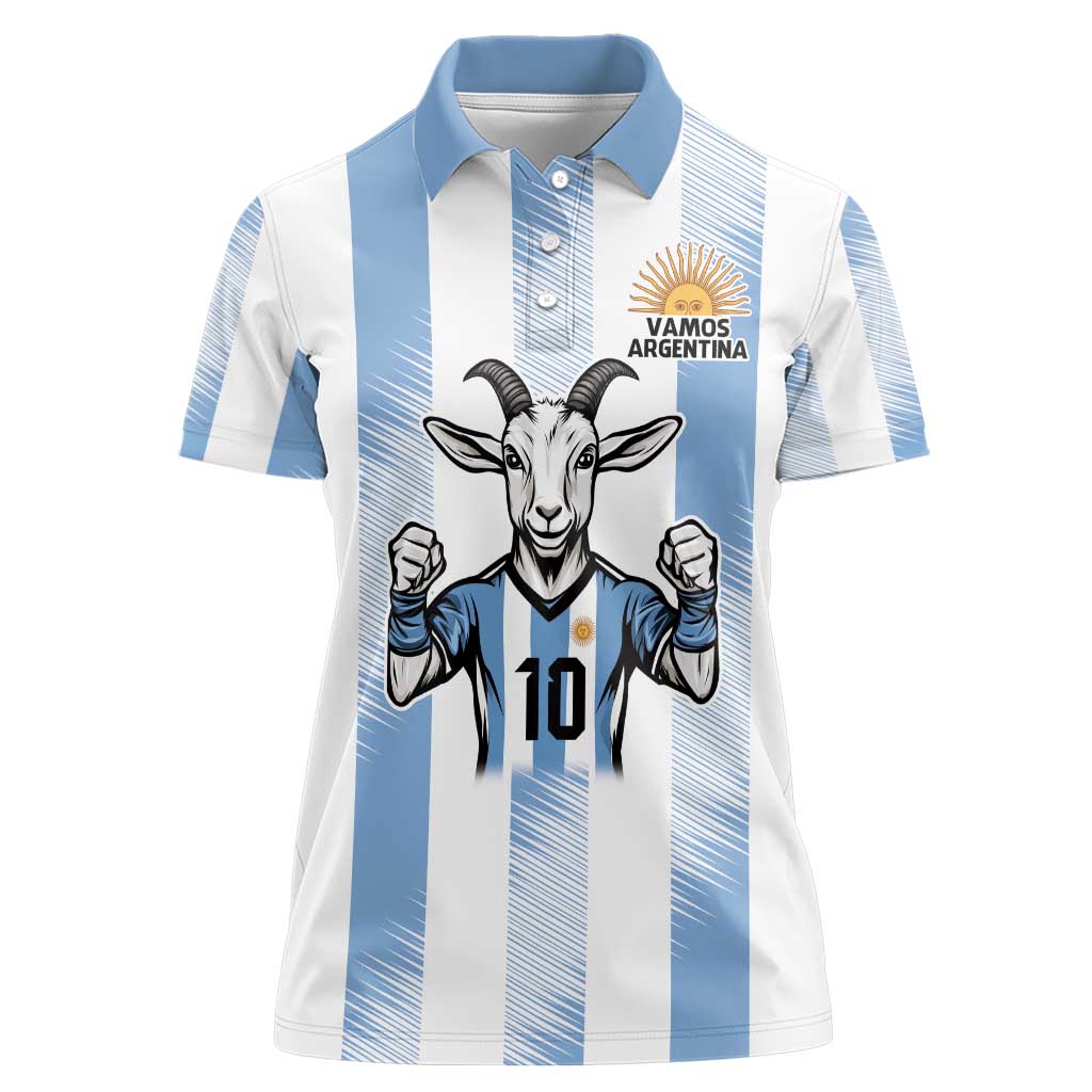 Blue Argentina 10 Goat Women Polo Shirt History Champions World Cup
