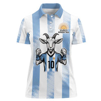 Blue Argentina 10 Goat Women Polo Shirt History Champions World Cup