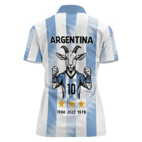 Blue Argentina 10 Goat Women Polo Shirt History Champions World Cup